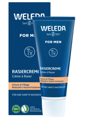 Weleda For Men Rasiercreme Крем для бритья для мужчин с экстрактами анютиных глазок, козьего и миндального молока, 75мл