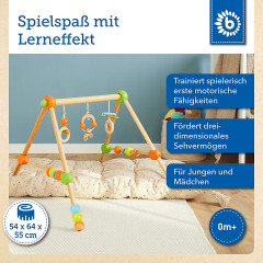 bieco Spieltrapez  Spielbogen fur Babys -Figuren Rasseln Kugeln- Hohenverstellbar Holz Spielbogen Игровая арка-трапеция для малышей