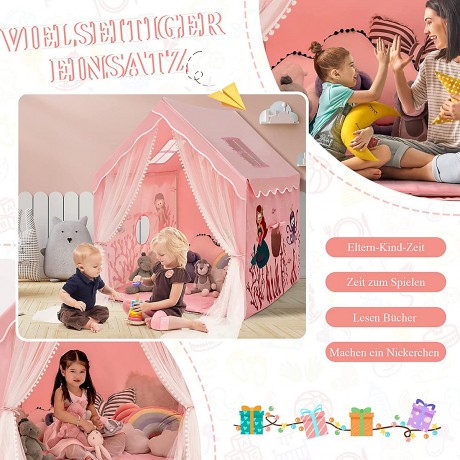 COSTWAY® Spielzelt Spielhaus mit Vorhang  Matte fur 2-4 Kinder Игровая палатка с ковриком для штор для 2-4 детей.