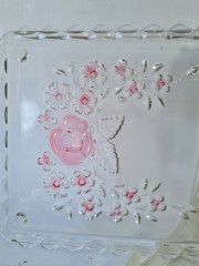 Блюда винтажные Walther Glas, набор из 3 штук, хрусталь, с декором из роз, 29 x 2 см,34 x 15 x 2 см, 21 x 10,5 см, Германия, 1960-70гг.