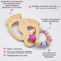 glucksWunder Holz Greifling Beissring Babyfusschen mit Geschenkverpackung Деревянное кольцо для прорезывания зубов детские ножки с подарочной коробкой