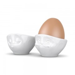 Fiftyeight Products TV Tassen Eierbecher Set 2-tlg. weiss - kussend &amp; vertraumt Набор подставок для яиц под телевизор 2 шт. белый - целоваться и мечтать