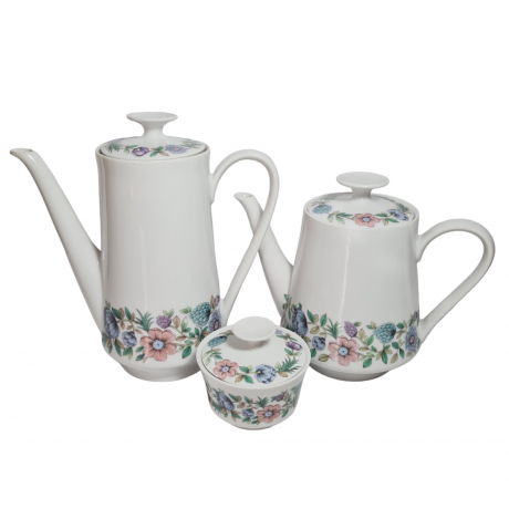 Набор для чая винтажный Winterling Roslau Bavaria с цветочным орнаментом, 2 чайника, сахарница, фарфор, Германия, 1960-70гг.