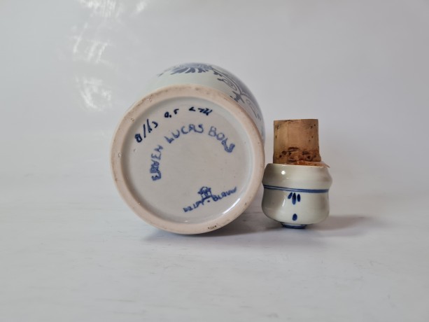 Кувшин винтажный с крышкой-пробкой Delft Blue / Erven Lucas Bols Amsterdam 1575 "Мельницы", фарфор, 18 x 13см, 1950-60гг.