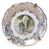 Блюдце винтажное коллекционное Limoges France "Явление Богоматери Лурдской", фарфор, позолоченный держатель, 9 см, Франция, 1960 год