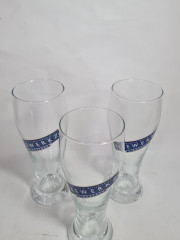 Пивные бокалы винтажные с логотипом Brewerkz Singapore, стекло, 3 шт., 0.5 л, 20 см, Сингапур, 1980-90гг.