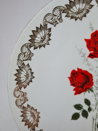 Bareuther Waldsassen Bavaria Чайное трио с позолоченным узором "Красная роза", Германия, 1960-70гг.