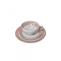 Lettin Чайное трио с красно-золотым узором по краю, Германия, 1960-70гг.