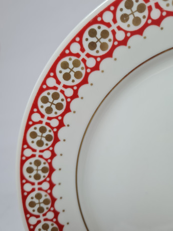 Lettin Чайное трио с красно-золотым узором по краю, Германия, 1960-70гг.