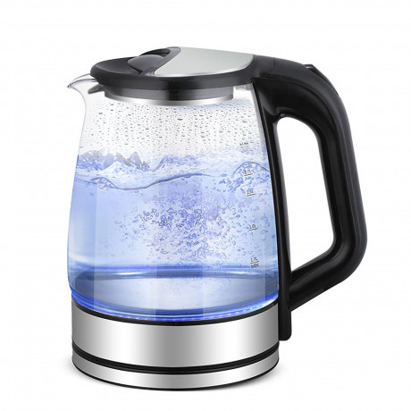 SLABO SLABO Wasserkocher Wasserkocher Kettle Glas mit LED-Beleuchtung, 2200 Watt, 1,7 Liter, gerauschlos schwarz, silber, 1,7 l  Чайник SLABO чайник стеклянный со светодиодной подсветкой, 2200 Вт, 1,7 л, бесшумный черный, серебристый, 1,7 л