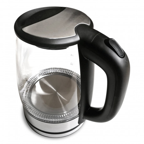 SLABO SLABO Wasserkocher Wasserkocher Kettle Glas mit LED-Beleuchtung, 2200 Watt, 1,7 Liter, gerauschlos schwarz, silber, 1,7 l  Чайник SLABO чайник стеклянный со светодиодной подсветкой, 2200 Вт, 1,7 л, бесшумный черный, серебристый, 1,7 л