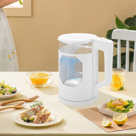 Mutoy Mutoy Wasserkocher Glas Wasserkocher, Fensterglas-Doppelwand Design, LED Innenbeleuchtung, 2,3 l, 1500,00 W, BPA-frei, Uberhitzungsschutz, Trockenkochschutz Grun Чайник Mutoy, стеклянный чайник, конструкция с двойными стенками из оконного стекла, св