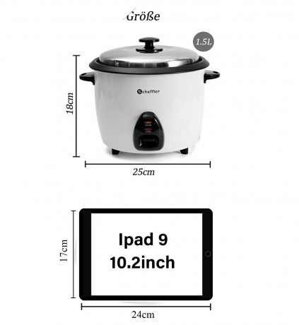 Scheffler Scheffler Reiskocher 1.5L-4.2L, 800-1600 W, Warmhaltefunktion, Antihaftbeschichtet, inkl. Reisloffel + Messbecher, Deckel aus Edelstahl  Рисоварка Scheffler 1,5–4,2 л, 800–1600 Вт, функция поддержания тепла, антипригарное покрытие, в комплекте л