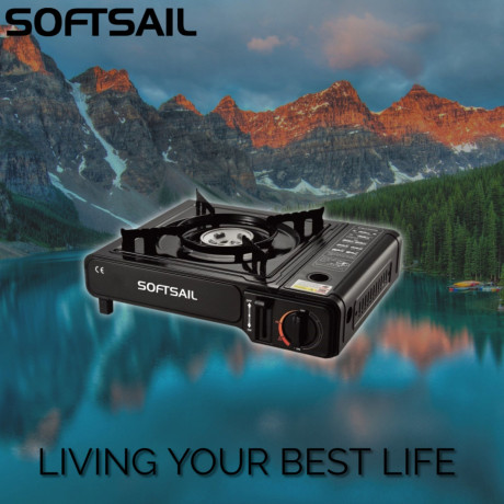 Softsail Softsail Gaskocher Stufenlos regulierbarer Campingkocher Piezozundung Tragekoffer, Tragbar, Outdoor Camping-Kocher  Газовая плита Softsail, походная плита с бесступенчатой ??регулировкой, пьезоподжиг, кейс для переноски, портативная походная печь