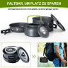 MDHAND MDHAND Gaskocher Geschirr-Set Tragbar Kochgeschirr Topf Kocher Set,Aluminium, (15-St), mit Faltender Loffel Gabel Cutter Cup fur 2 bis 3 Personen  Набор посуды для газовой плиты MDHAND. Портативная посуда. Набор посуды, алюминий, (15 предметов), со