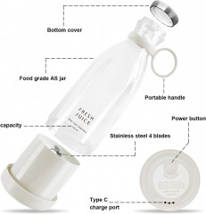 Blusmart Blusmart Akku-Smoothie-Maker 420ml Mini-Mixer, frischer Saft, kleiner Mixer USB, Doppelklicken Sie, um den tragbaren kleinen Saftbecher zu offnen rosa Беспроводной смузи-мейкер Blusmart, мини-блендер, 420 мл, свежий сок, небольшой блендер, USB, д