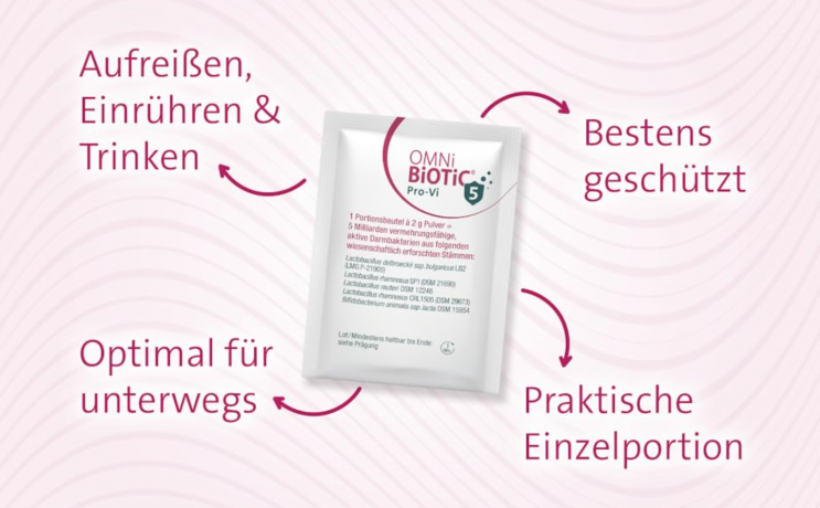 OMNi BiOTiC Pro-Vi 5 14st, Пробиотик с витамином D для иммунитета и кишечника, 5 млрд полезных бактерий, 5 штаммов, 14 саше х 2г