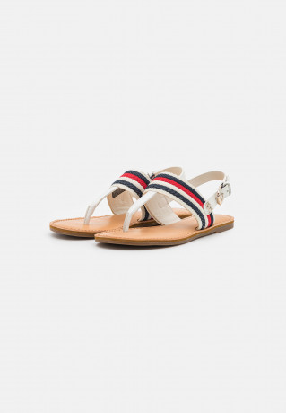 Tommy Hilfiger FLAT CORPORATE T-bar sandals ecru FLAT CORPORATE Сандалии с Т-образной перемычкой экрю