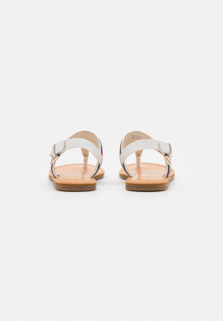 Tommy Hilfiger FLAT CORPORATE T-bar sandals ecru FLAT CORPORATE Сандалии с Т-образной перемычкой экрю