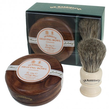 D.R. Harris Sandalwood Shave Soap Set Mahogany Сандаловое мыло для бритья, красное дерево