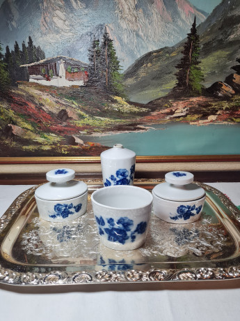 Набор винтажный Floyal Bavaria: розетки, соусник, фарфор, 4 шт., 9 x 7,5 x 7,5 см, 9,5 x 8 x 8,5 см, 12 x 7 см, Германия, 1960-70гг.