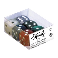 Amigo 6 Wurfel 16mm Perlmutt 6 verschiedene Farben 6 кубиков перламутра 16мм 6 разных цветов