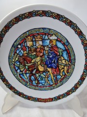 DE LIMOGES Коллекционная тарелка "Рождественский Витраж: Волхвы, ведомые звездой", сертификат BA-137, 21 см, Франция, 1982г.