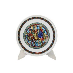 DE LIMOGES Коллекционная тарелка "Рождественский Витраж: Волхвы, ведомые звездой", сертификат BA-137, 21 см, Франция, 1982г.