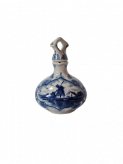 Кувшин винтажный с крышкой-пробкой Delft Blue / Erven Lucas Bols Amsterdam 1575 "Мельницы", фарфор, 22 x 11см, Голландия, 1950-60гг.