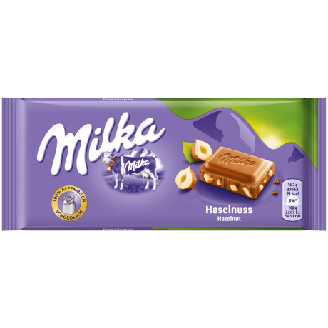 Milka Alpenmilch-Schokolade Haselnuss Альпийский молочный шоколад с лесными орехами 100г