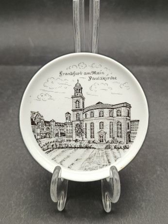 Набор декоративных тарелок винтажных Furstenberg "Немецкие города", в заводской упаковке, фарфор, 6 шт., 9.5 см, Германия, 1970-80гг.