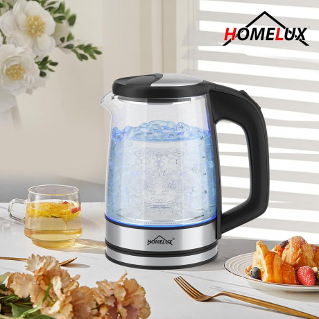 HOMELUX HOMELUX Wasserkocher Wasserkocher Glas 1500 Watt 1,8 L, Electric Kettle Mit Led-Beleuchtung, 1.8 l, 1500,00 W, Glas wasserkocher Edelstahl, Wasser Kocher Bpa Frei, 360° Basis  HOMELUX Стеклянный чайник 1500 Вт, 1,8 л, Электрический чайник со свето