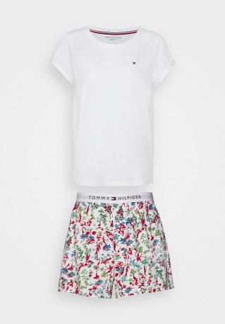 Tommy Hilfiger SHORT SLEEVE  SET Pyjamas white  КОМПЛЕКТ С КОРОТКИМ РУКАВОМ Пижамы белый