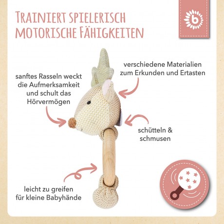 bieco Greifling Holz Natur und Baumwolle Baby Beissring 10cm Greifring 0 M Babyrassel Greiflinge Игрушка-клатч из натурального дерева и хлопка