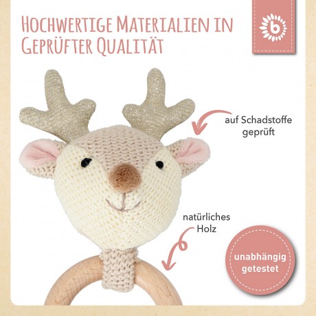 bieco Greifling Holz Natur und Baumwolle Baby Beissring 10cm Greifring 0 M Babyrassel Greiflinge Игрушка-клатч из натурального дерева и хлопка