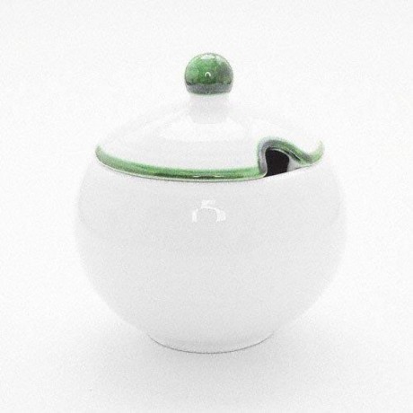 Gmundner Keramik Gmundner Keramik Gruner Rand Zuckerdose glatt mit Ausschnitt 10 cm Гладкая сахарница Gmundner Ceramics Gr?ner Rand с вырезом 10 см