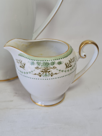 Набор для чая винтажный Tirschenreuther / Hutschenreuther Gruppe с зеленым узором, фарфор, Германия, 1960-70гг.