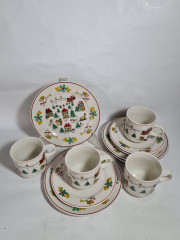 Набор для чая винажный GPK Royal Five Stars / Bischbergс с рождественским декором, чайное трио - 4 шт., фарфор, Германия, 1970-80гг.