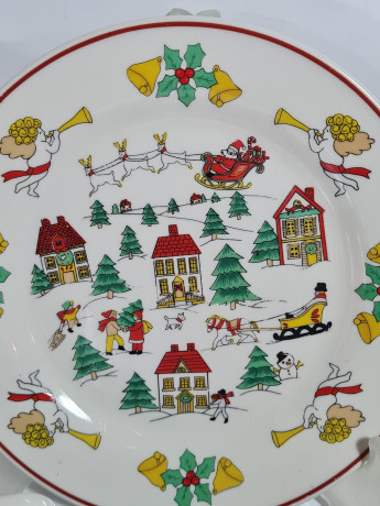 Набор для чая винажный GPK Royal Five Stars / Bischbergс с рождественским декором, чайное трио - 4 шт., фарфор, Германия, 1970-80гг.