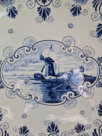 Блюдо винтажное овальное Delft Blue / Erven Lucas Bols из Флора Гауда, делфтский фарфор, ручная роспись, 42 x 32см, Голландия, 1950-60гг.