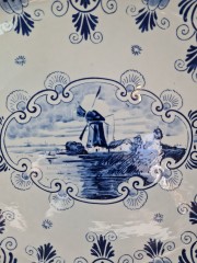 Блюдо винтажное овальное Delft Blue / Erven Lucas Bols из Флора Гауда, делфтский фарфор, ручная роспись, 42 x 32см, Голландия, 1950-60гг.