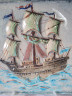 Панно декоративное винтажное Staatliche Majolika Karlsruhe с изображением парусника, керамика, 31 х 33 см, Германия, 1960-70гг.