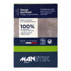 MANETIK Body. Face &amp; Beard Soap Purifying 100g  Тело. Мыло для лица и бороды очищающее 100г