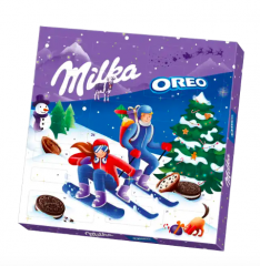 Milka Adventskalender Oreo 280g, Милка Орео Адвент-календарь 2025, 24 сладких сюрприза, 280 грамм
