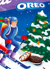 Milka Adventskalender Oreo 280g, Милка Орео Адвент-календарь 2025, 24 сладких сюрприза, 280 грамм