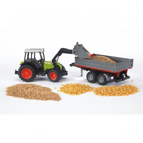 Bruder BRUDER 02112 Class Nectis mit Frontlader + Bordanhanger BRUDER 02112 Class Nectis с фронтальным погрузчиком + бортовой прицеп