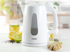Domo Wasserkocher, 1.7 l, 2200 W, ohne Kabel elektrischer Teekocher Heisswasserbereiter schnell  leise, 360-Grad-Sockel fur Links- und Rechtshander gleichermassen geeignet Schwarz Чайник Domo, 1,7 л, 2200 Вт, без кабеля, электрочайник, чайник для горячей 
