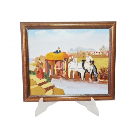 Картина винтажная Braun "Повозка", в раме, 27.5 x 23 см, Германия, 1970-80гг.