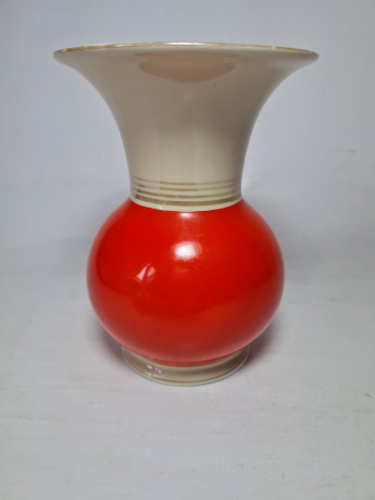 Thoringen Porzellan Фарфоровая ваза в желто-оранжевых тонах с позолотой, 14 x 10,5 см, Германия, 1960-70гг.