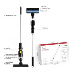 Hikeren Hikeren Akku-Handstaubsauger 40W Bodenstaubsauger,6000Pa 2 in 1 Stielstaubsauger Mit 3 Saugkopfe, Beutellos Schwarz Беспроводной ручной пылесос Hikeren. Пылесос для пола, 40 Вт, 6000 Па. Ручной пылесос 2 в 1 с 3 всасывающими головками, без мешка.